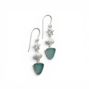 Starfish and Shell Seaglass Dangle Earrings