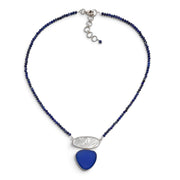 Cobalt New England Sea Glass & Mother of Pearl on Lapis Necklace