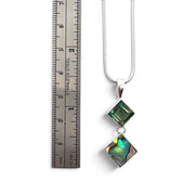 Green Topaz & Abalone Double Drop Pendant