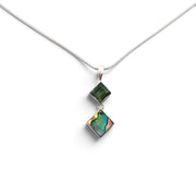 Green Topaz & Abalone Double Drop Pendant