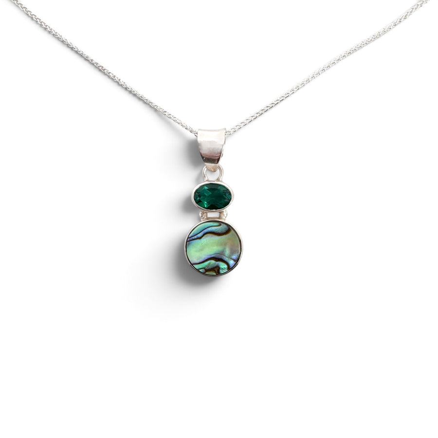 Abalone Glow & Green Quartz Sterling Silver Necklace