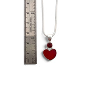 Garnet & Red Sea Glass Heart Pendant