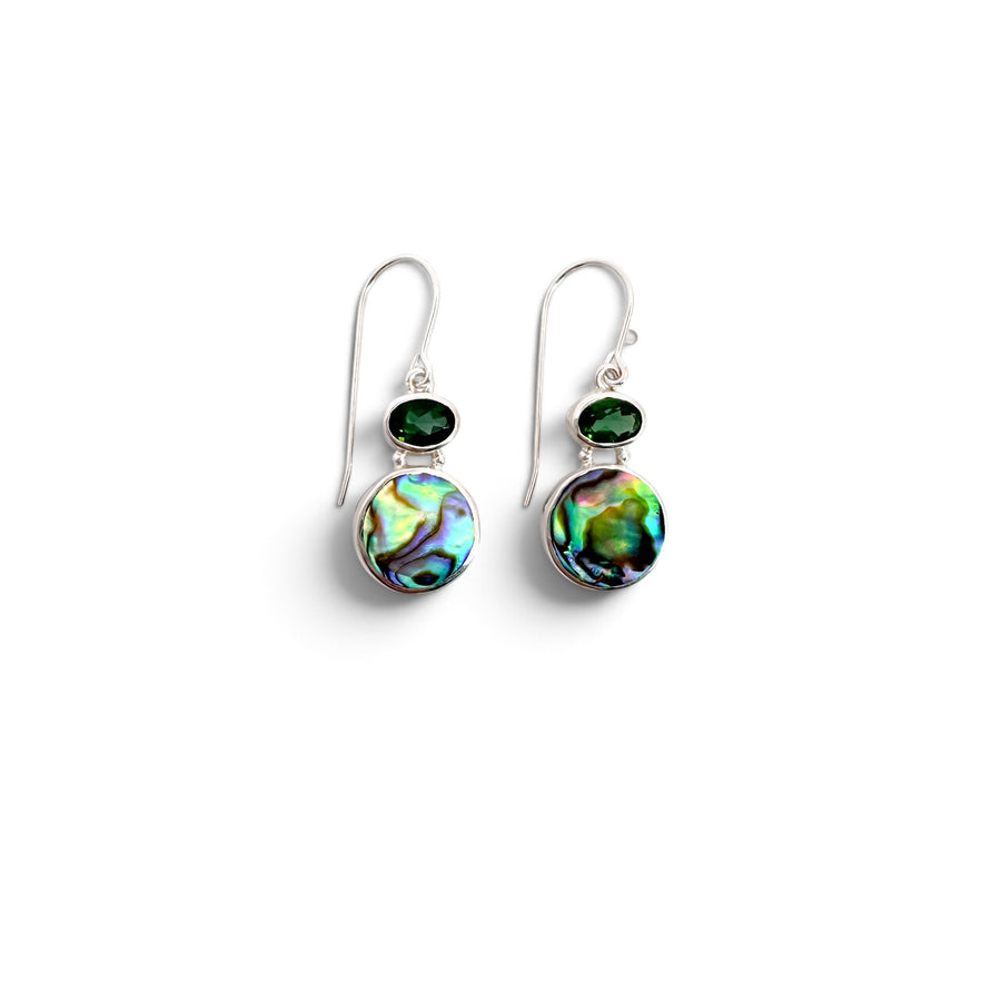 Green Topaz & Abalone Drop Earrings
