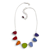 Rainbow Sea Glass Bezel Necklace
