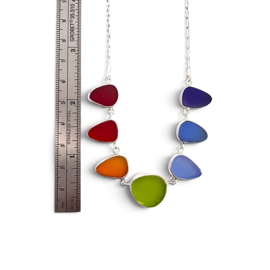 Rainbow Sea Glass Bezel Necklace
