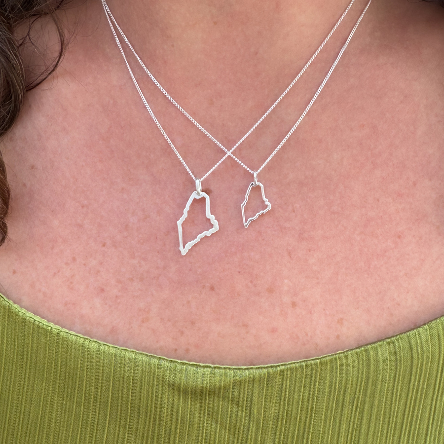 The Maine Outline Necklace in 14k Yellow Gold