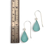 Sterling Silver Aqua Seaglass Teardrop Drop Earrings